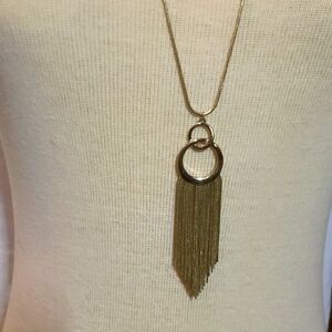 Elegant Goldtone Fringe Necklace 28" LOFT by Ann Taylor